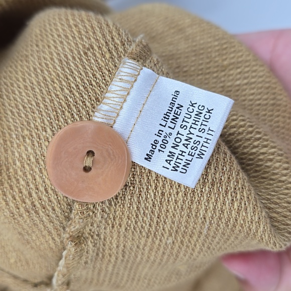 Flax Linen Button Down Blouse Yellowish Women's Size S - Picture 9 of 9